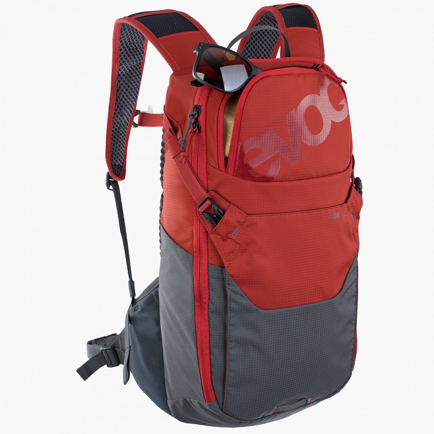 EVOC RIDE 12L + 2LT BLADDER CHILI RED CARBON GREY