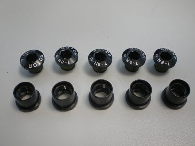 CHAINRING BOLT SET ROAD - 5 BOLTS/5 NUTS BLACK
