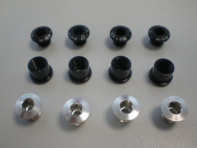 CHAINRING BOLT SET XC3 - 4+4 BOLTS/4 NUTS BLACK